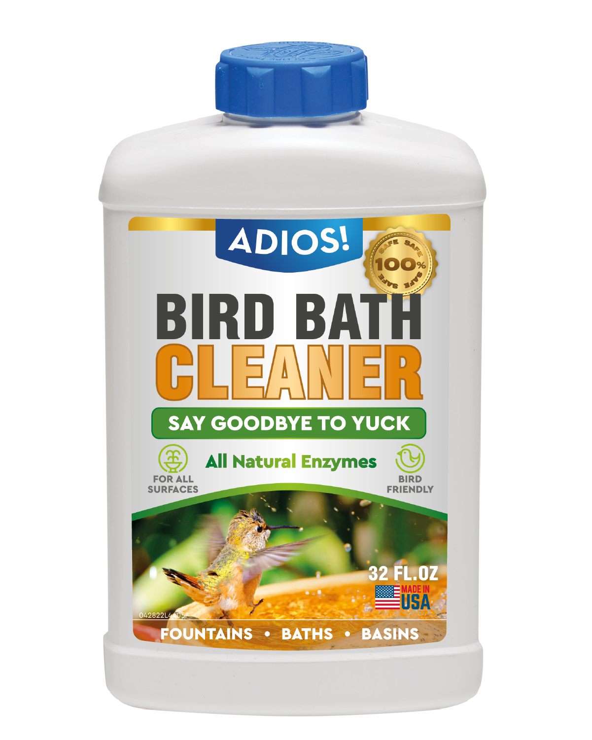 Adios! Bird Bath Cleaner for Outdoor Fountains and Bowls