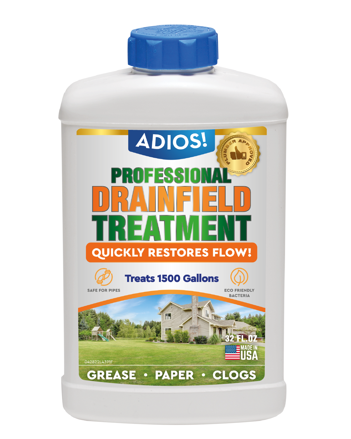 Adios! Natural Drain Field Treatment and Enzyme Cleaner 32oz Quart