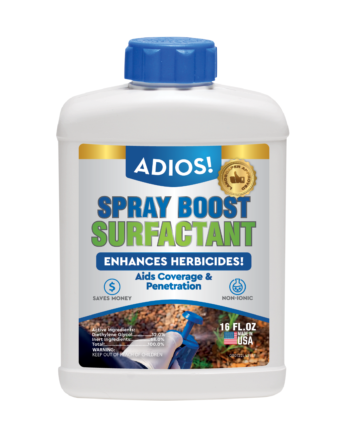 Adios! Spray Boost Surfactant for Enhancing Herbicides, Fertilizer and Pesticides