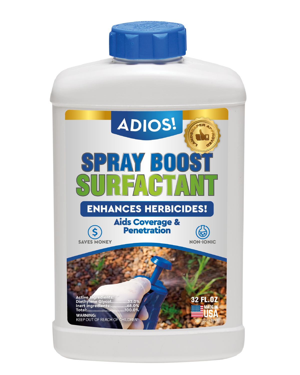 Adios! Spray Boost Surfactant for Enhancing Herbicides, Fertilizer and Pesticides