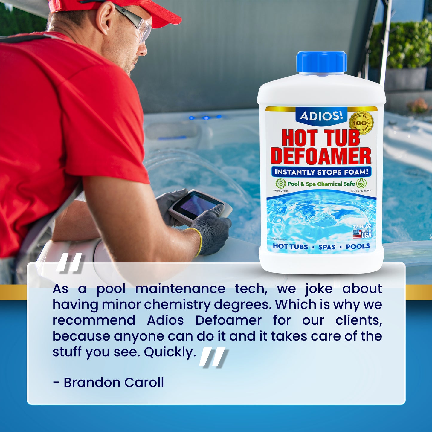 Adios! Hot Tub and Spa Defoamer 32oz Quart