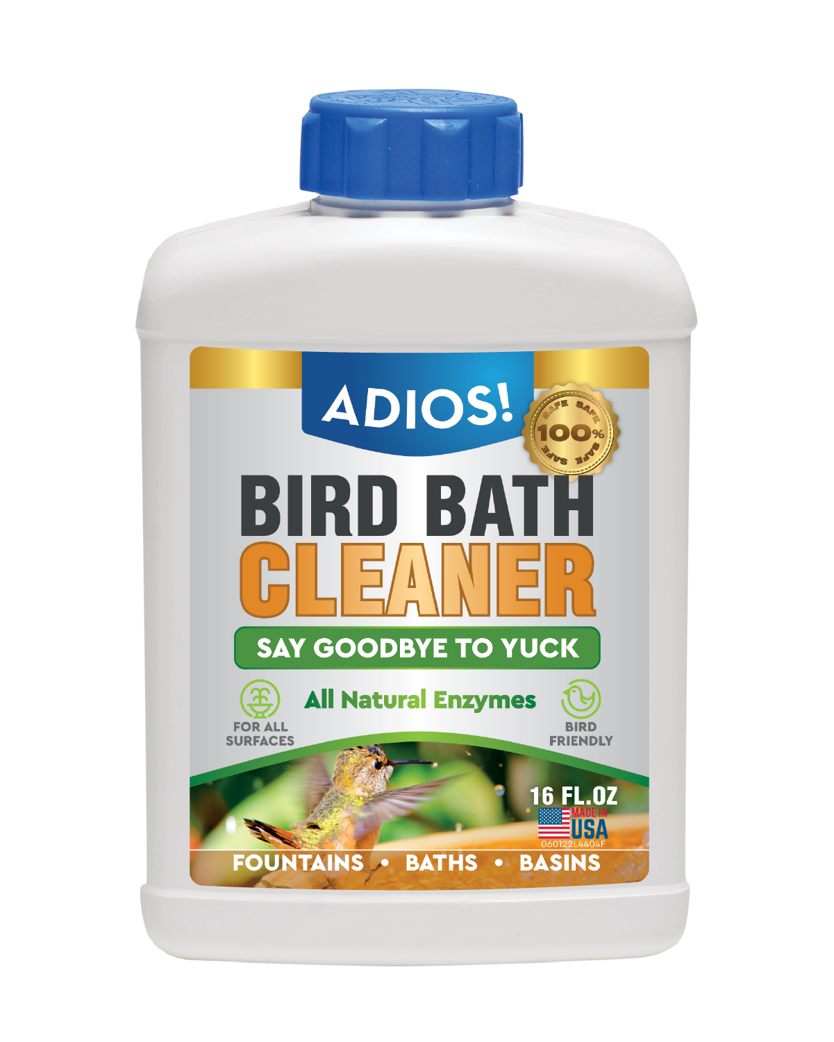 Adios! Bird Bath Cleaner for Outdoor Fountains and Bowls