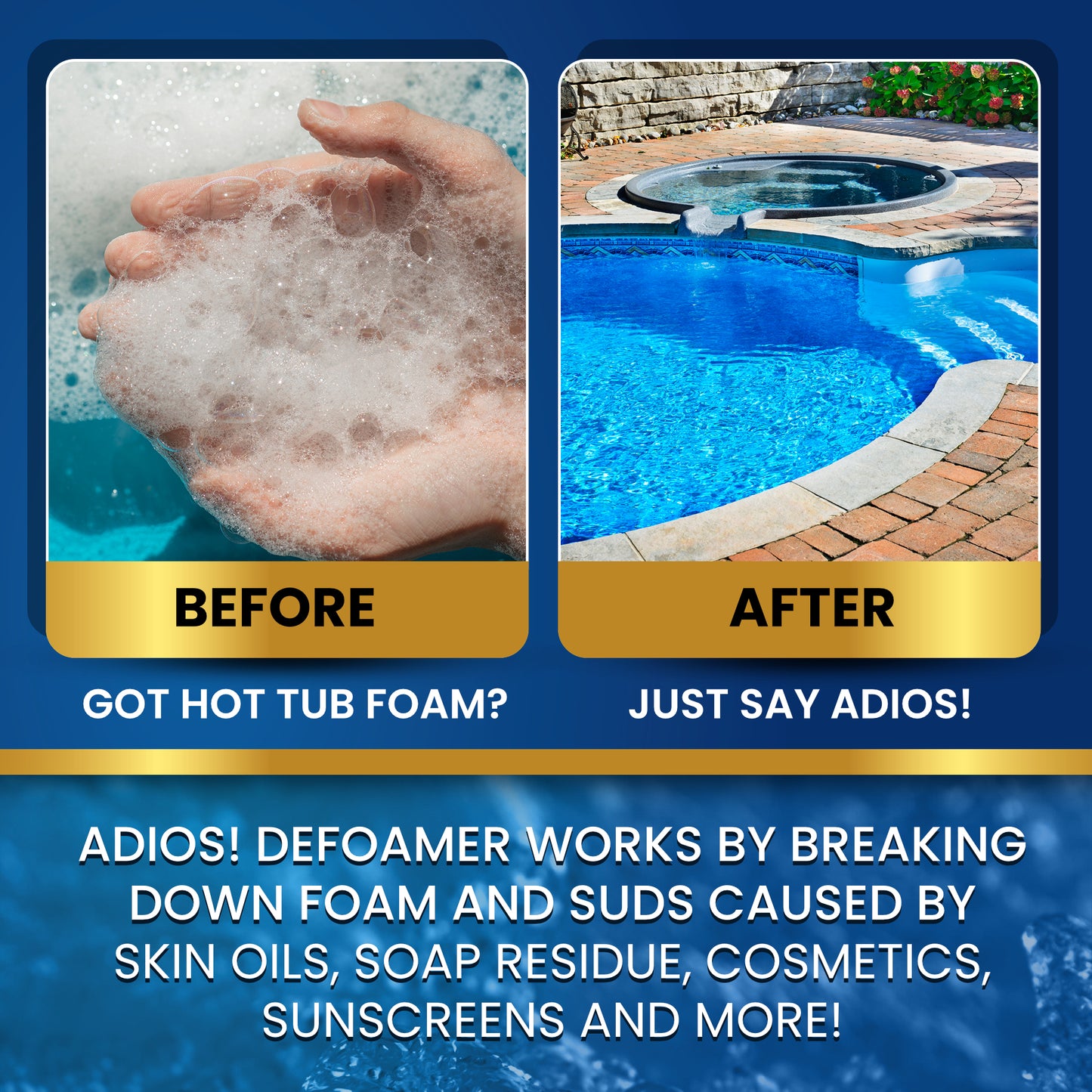 Adios! Hot Tub and Spa Defoamer 32oz Quart